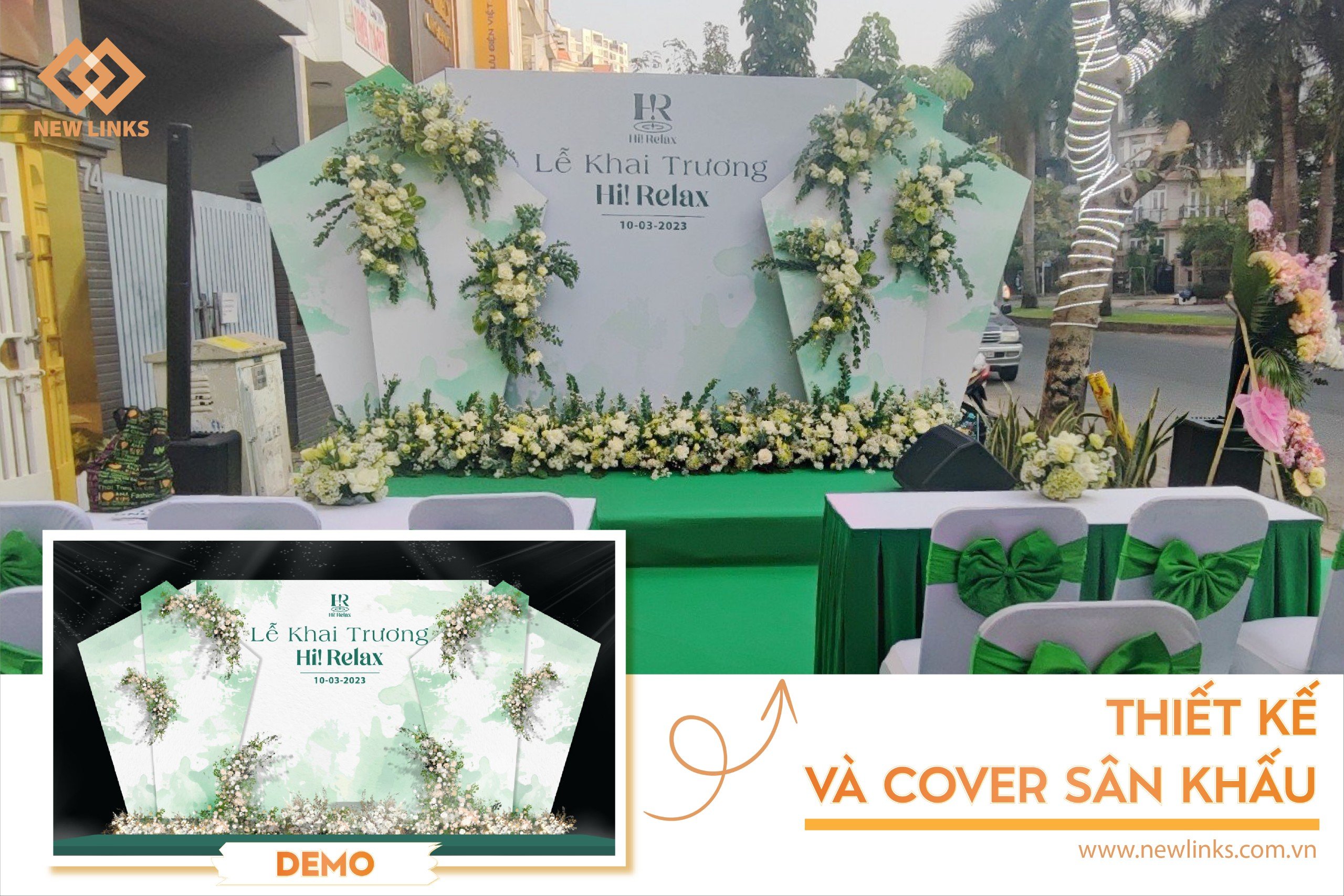 backdrop sự kiện khai trương spa